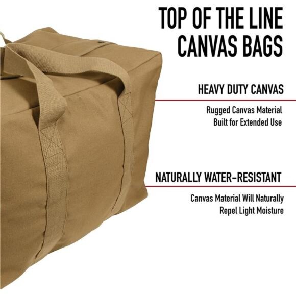 Canvas Parachute Cargo Bag – Extra Large Travel Duffle Bag with 75L - Picture 11 of 14